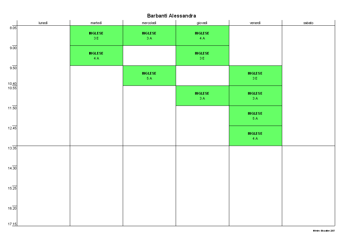 Orario del docente Barbanti Alessandra