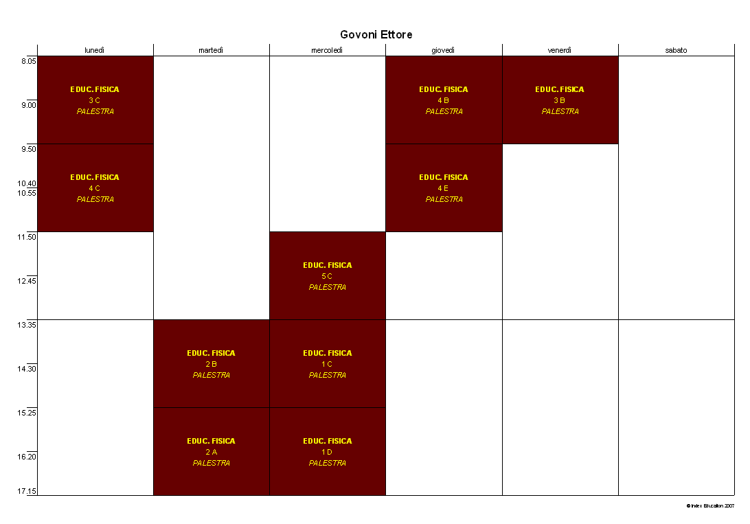 Orario del docente Govoni Ettore