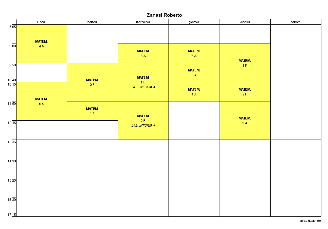 Orario del docente Zanasi Roberto