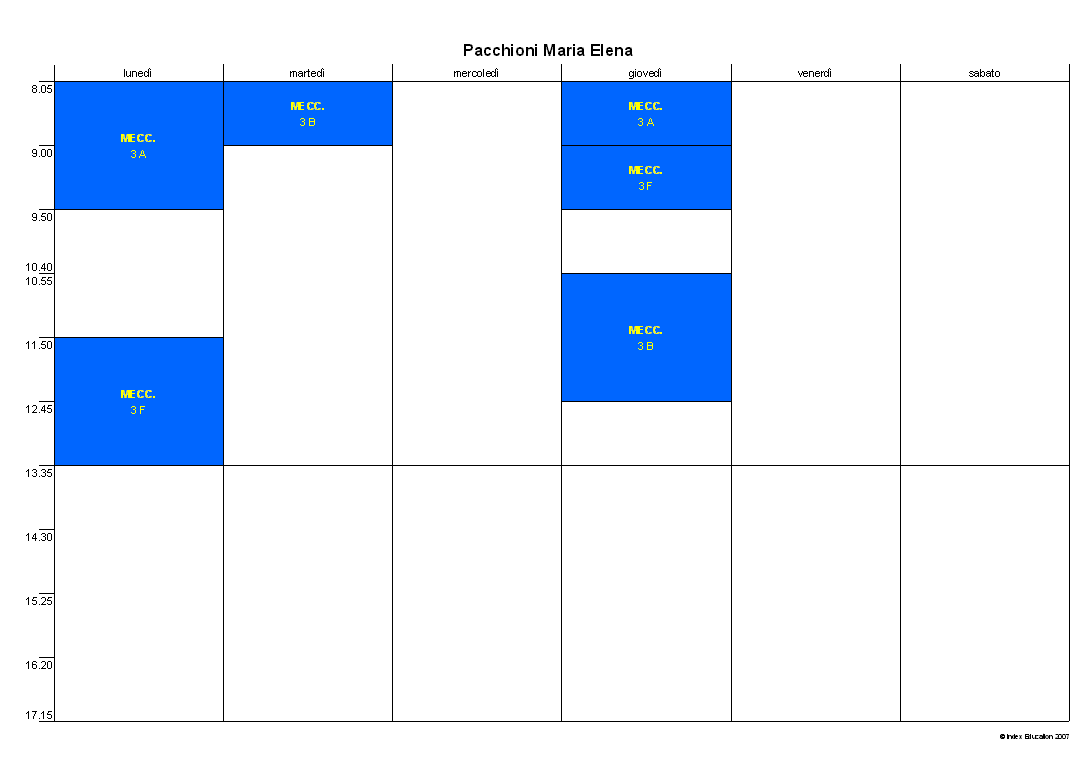 Orario del docente Pacchioni Maria Elena