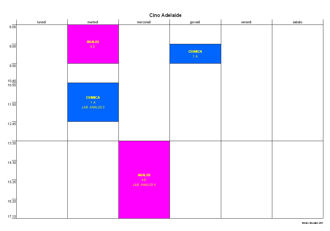 Orario del docente Cino Adelaide